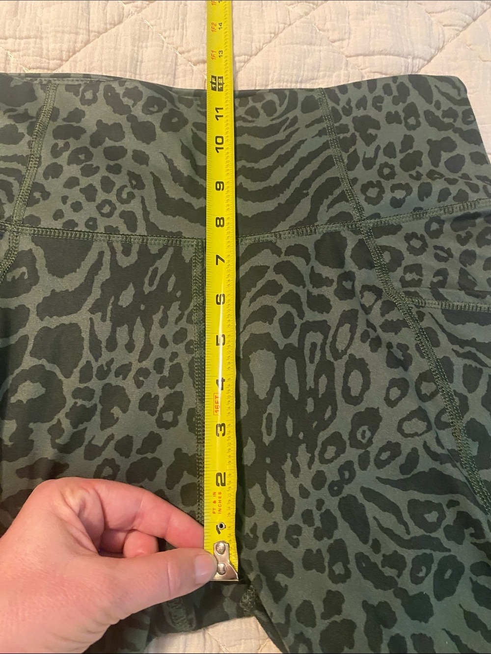 Olive Green Animal-Print High-Waist Active Leggings - Picture 5 of 12